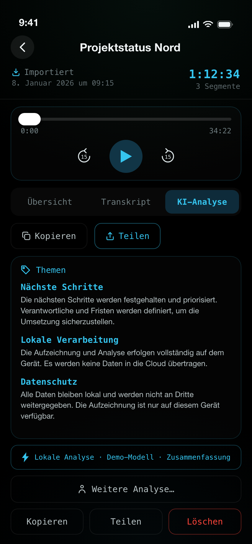 NotesScript: KI-Analyse mit Themen und lokaler Verarbeitung