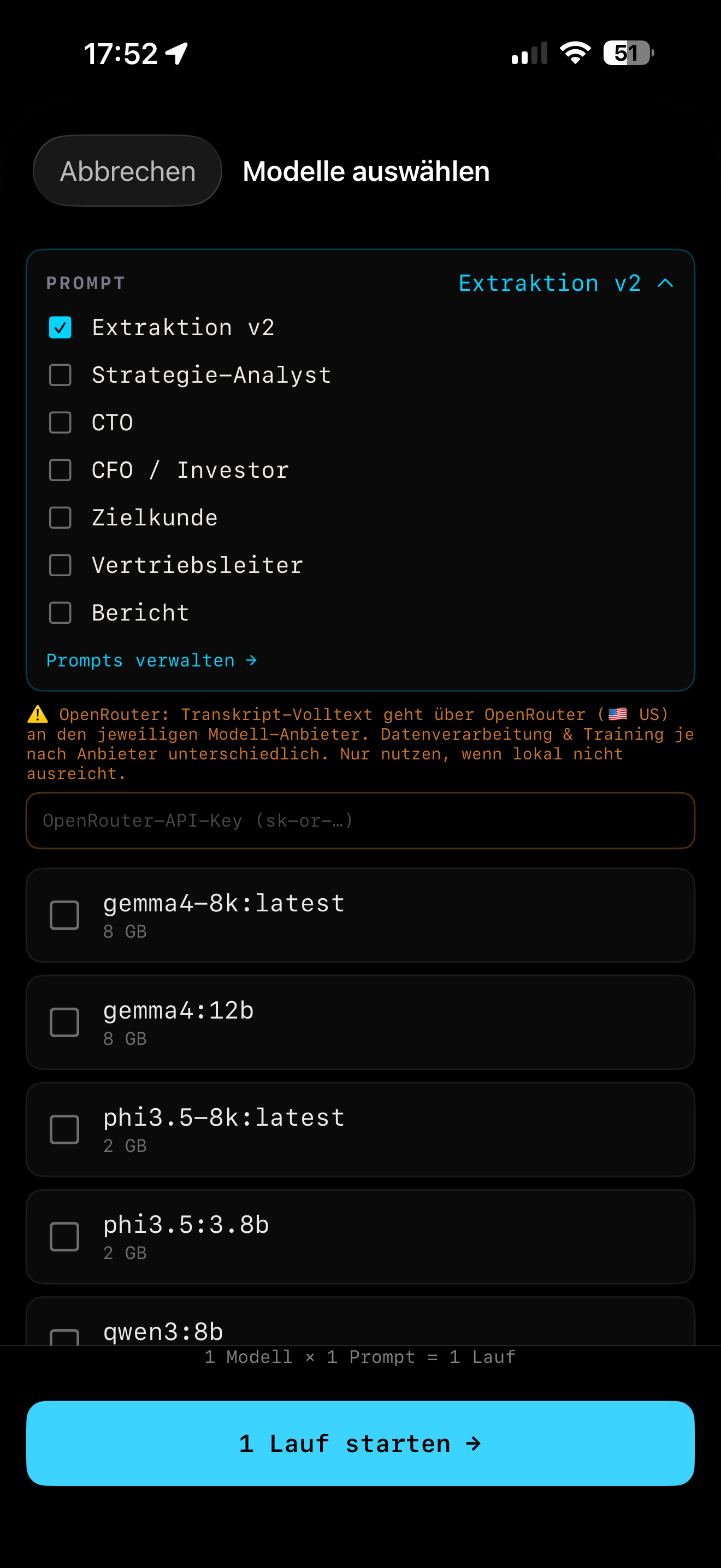 NotesScript: Auswahl lokaler KI-Modelle